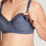 Gratlin Cotton Wireless Support Breastfeeding Bras Blue Marl