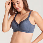 Gratlin Cotton Wireless Support Breastfeeding Bras Blue Marl