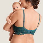 Women's Supportive Lace Nursing Bralette Spruce Green @model_info:MOM3