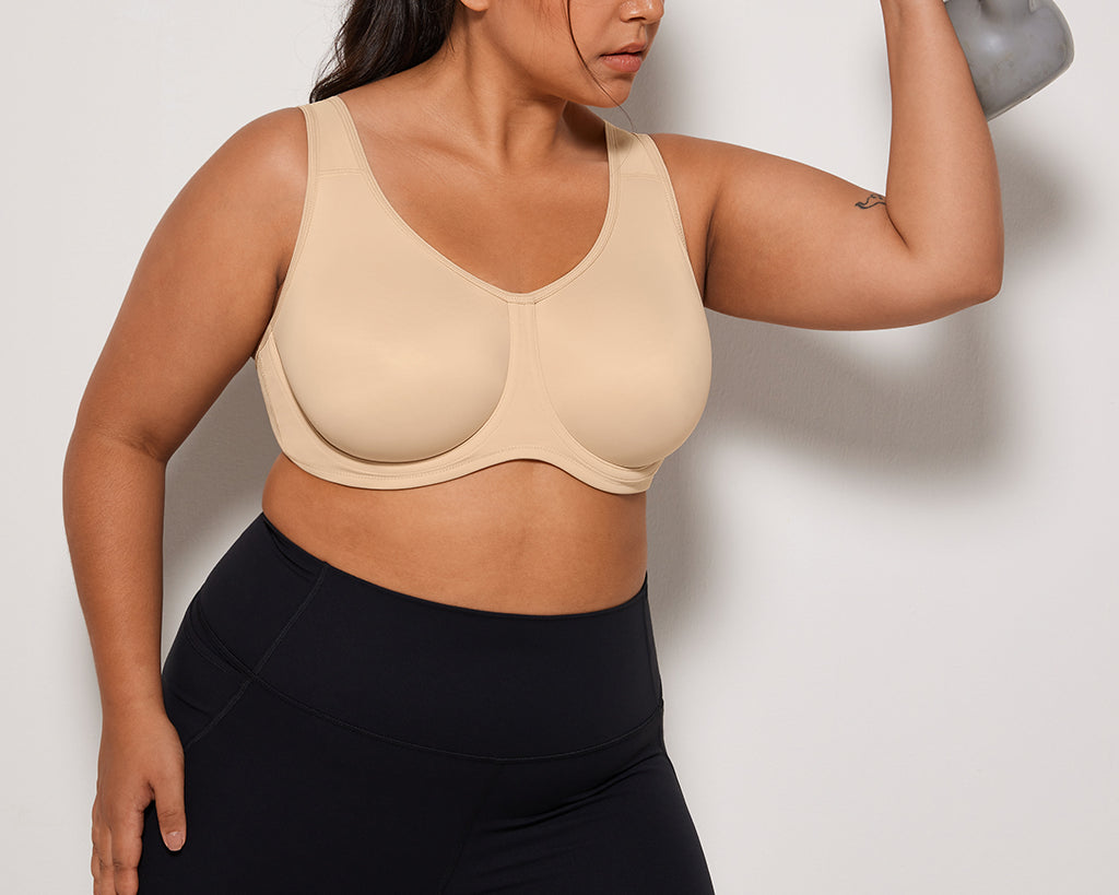 Women's High Impact Sports Bra Beige