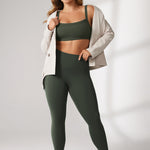 Women's Hugcurve Adjustable Square Workout Bra Mocha Cocoa