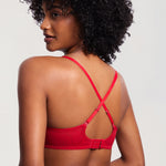 Women's Lace Balconette Underwire Bra Lipstick Red