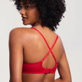 Women's Lace Balconette Underwire Bra Lipstick Red