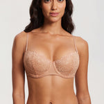 Women's Lace Balconette Underwire Bra Cream Coffee