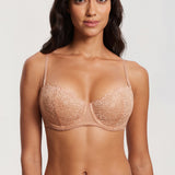 Women's Lace Balconette Underwire Bra Cream Coffee