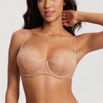 Women's Lace Balconette Underwire Bra Cream Coffee