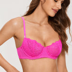 Women's Lace Balconette Underwire Bra Bright Fuchsia