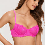 Women's Lace Balconette Underwire Bra Bright Fuchsia