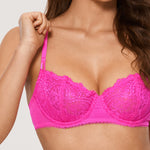 Women's Lace Balconette Underwire Bra Bright Fuchsia