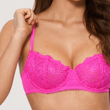 Women's Lace Balconette Underwire Bra Bright Fuchsia