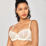 Women's Sexy Mesh Lace Balconette Bra Gravel Beige