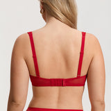 Women's Floral Lightly Lined Balconette Bra Lipstick Red
