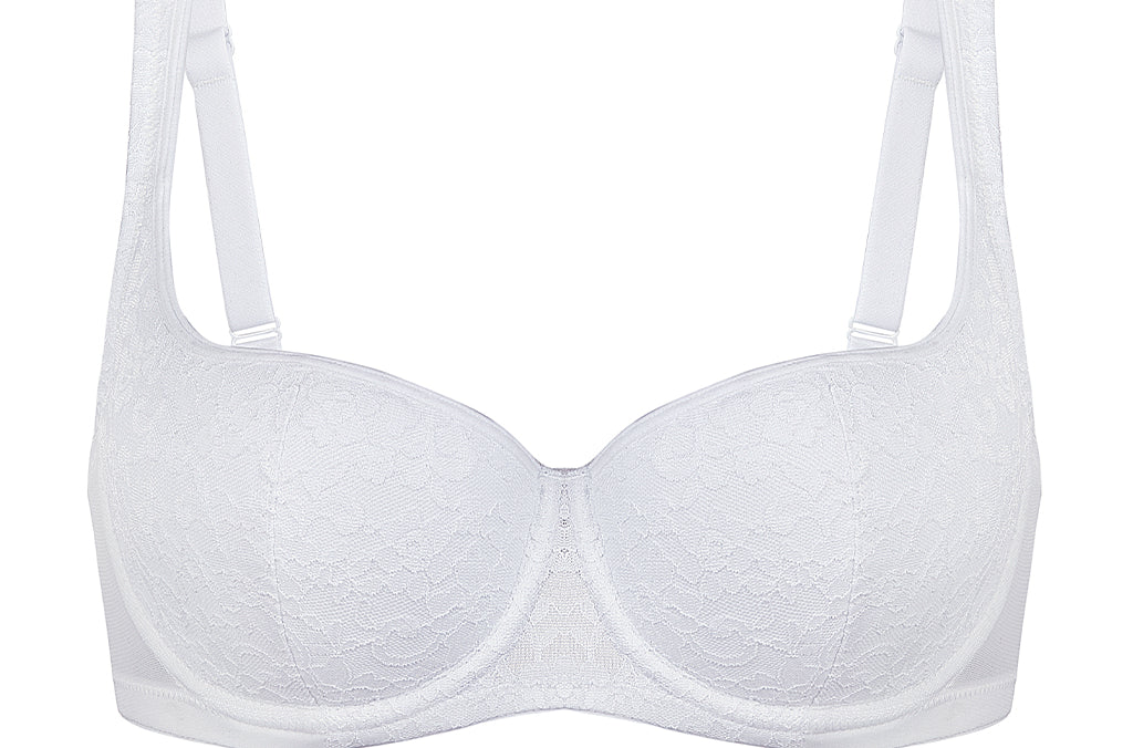 Women's Floral Lightly Lined Balconette Bra White