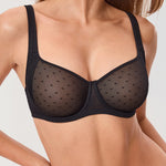 Women's Sexy Mesh Underwire Balconette Bra Black @model_info:ESA3