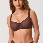 Women's Sexy Mesh Underwire Balconette Bra Hazelnut @model_info:ESA4