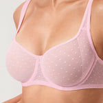 Women's Sexy Mesh Underwire Balconette Bra Sweet Pink @model_info:ESA4