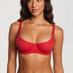 Women's Underwire Balconette Bra Lipstick Red