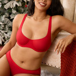 Women's Underwire Balconette Bra Lipstick Red