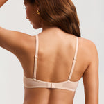 DOBREVA Mesh Sheer Demi Underwire Unlined Balconette Bra With Lace Trim Beige