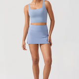 CRZ YOGA Women's Square Neck Longline Sports Bra Ripe Plum