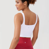 CRZ YOGA Women's Square Neck Longline Sports Bra Grape Thistle Purple