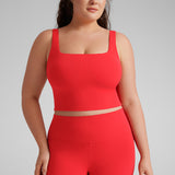 CRZ YOGA Women's Square Neck Longline Sports Bra Red Merlot