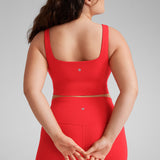 CRZ YOGA Women's Square Neck Longline Sports Bra Red Merlot