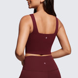 CRZ YOGA Women's Square Neck Longline Sports Bra Vita Pink