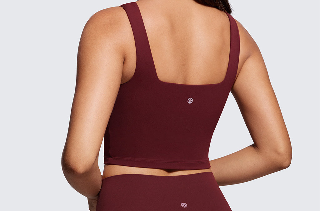 CRZ YOGA Women's Square Neck Longline Sports Bra Vita Pink