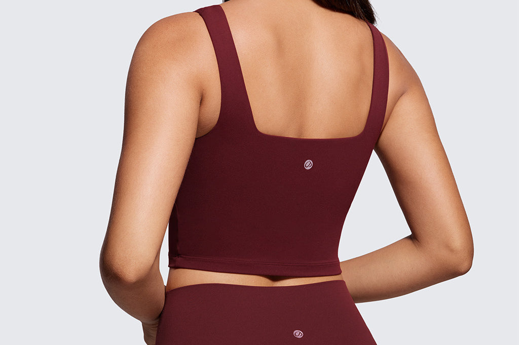 CRZ YOGA Women's Square Neck Longline Sports Bra Vita Pink