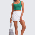 CRZ YOGA Women's Square Neck Longline Sports Bra Lilac Air