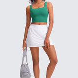 CRZ YOGA Women's Square Neck Longline Sports Bra Lilac Air