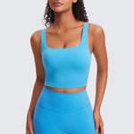 CRZ YOGA Women's Square Neck Longline Sports Bra Washed Mauve