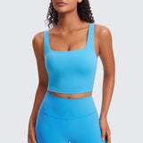 CRZ YOGA Women's Square Neck Longline Sports Bra Washed Mauve