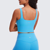 CRZ YOGA Women's Square Neck Longline Sports Bra Washed Mauve