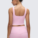 CRZ YOGA Women's Square Neck Longline Sports Bra Vita Pink