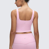 CRZ YOGA Women's Square Neck Longline Sports Bra Vita Pink