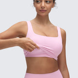 CRZ YOGA Women's Square Neck Longline Sports Bra Vita Pink