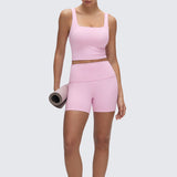 CRZ YOGA Women's Square Neck Longline Sports Bra Vita Pink