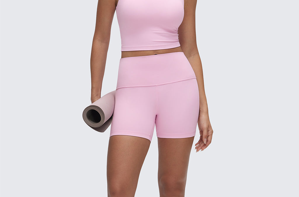 CRZ YOGA Women's Square Neck Longline Sports Bra Vita Pink