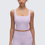 CRZ YOGA Women's Square Neck Longline Sports Bra Red Merlot