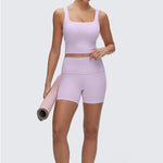 CRZ YOGA Women's Square Neck Longline Sports Bra Deep Red