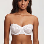 Women's Romantic Lace Strapless Bra White @model_info:ES1