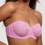 Women's Romantic Lace Strapless Bra Candy Pink @model_info:ES3