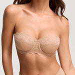 Women's Romantic Lace Strapless Bra Natural @model_info:ES1