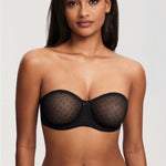 Women's Sexy Mesh Strapless Bra Black @model_info:ES1