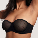 Women's Sexy Mesh Strapless Bra Black @model_info:ES3