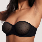 Women's Sexy Mesh Strapless Bra Black @model_info:ES3