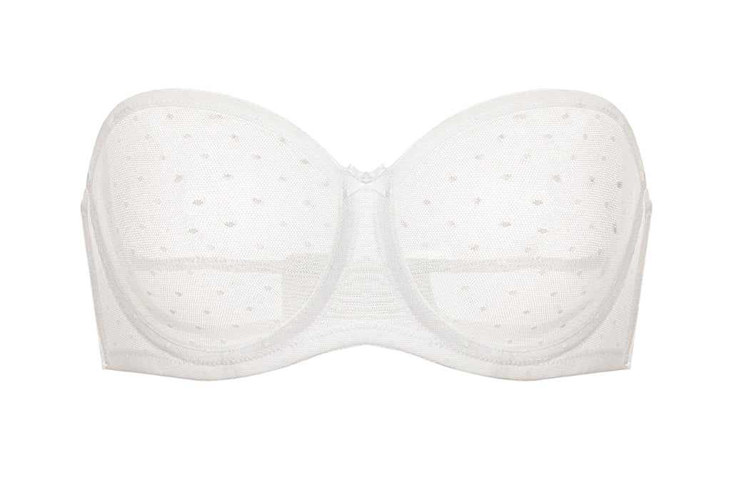 Women's Sexy Mesh Strapless Bra White @model_info:ES1