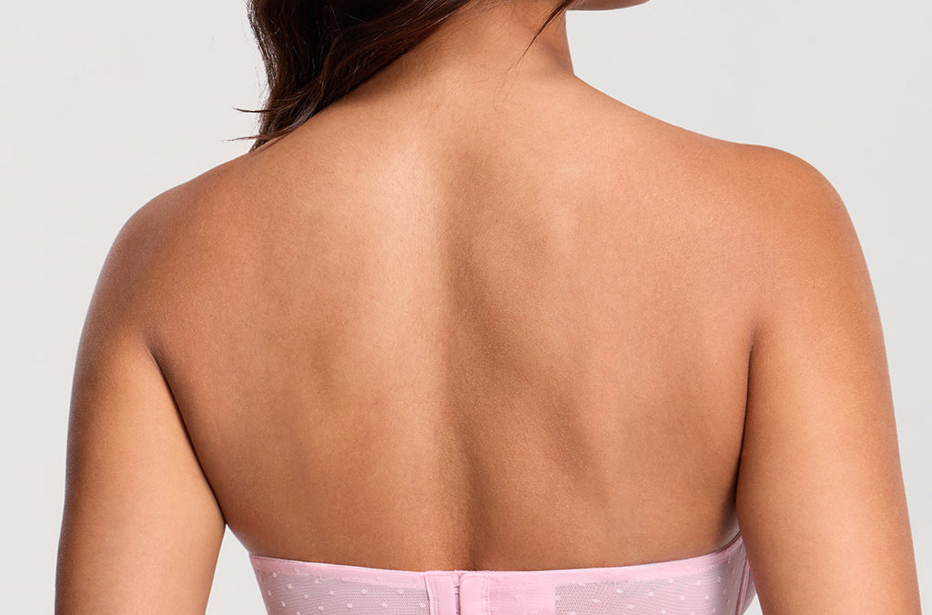 Women's Sexy Mesh Strapless Bra Sweet Pink @model_info:ES3